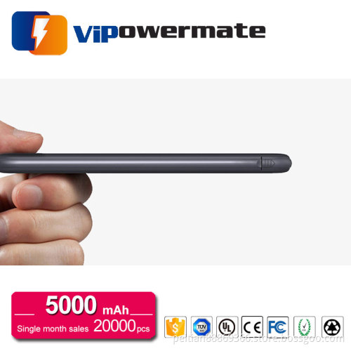Ultra thin 5000mah portable power bank charger with built in cable for smartphone and laptop